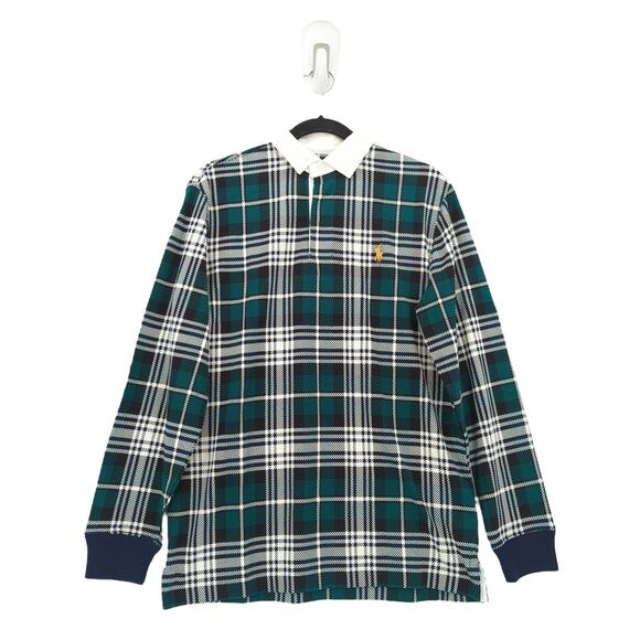 Polo Ralph Lauren Men S Rugby Jersey Shirt Green Black Blackwatch Plaid Classic